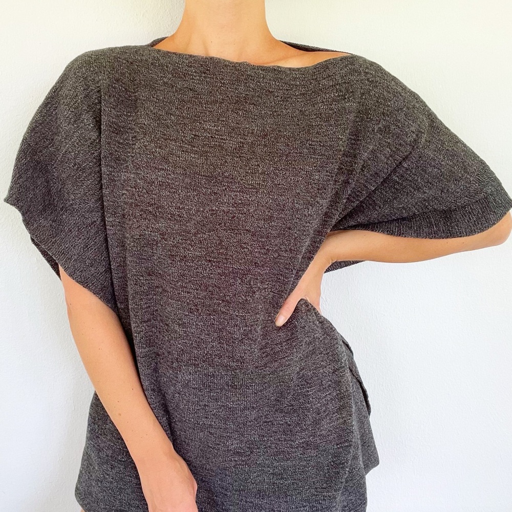 New York & Company dark gray oversized knit poncho sweater size small